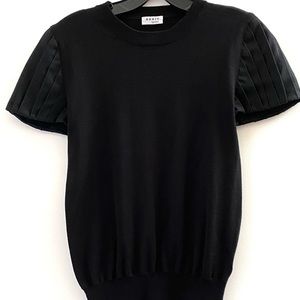 Akris Punto black sweater with silk sleeves